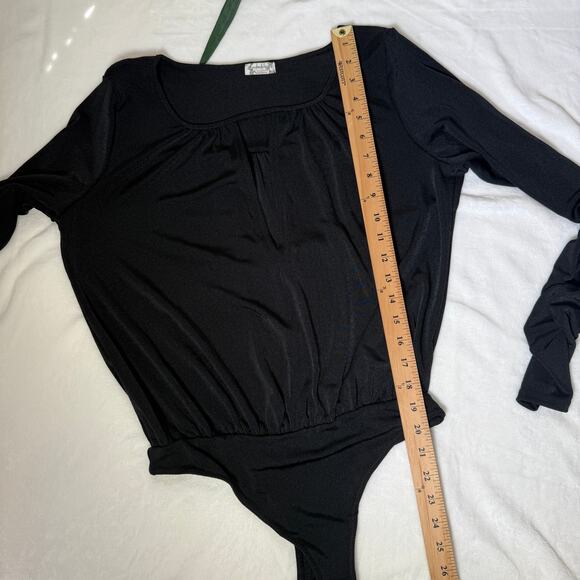 Intimately Free People Black Deep V Sexy Long Sleeve Bodysuit Kaya Minimalist M - Picture 12 of 13